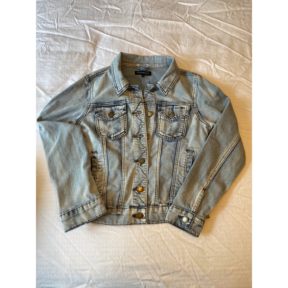 Prosperity Womens Light Wash Denim Trucker Jacket Blue Small Stretch Classic